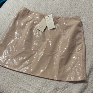 A New Day Women's Sequin Party Mini Skirt - Tan- Size 12